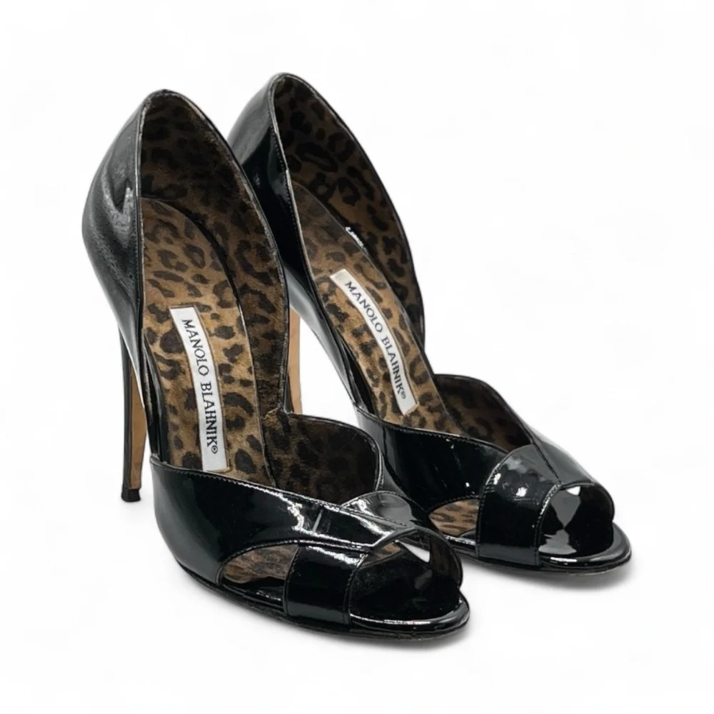 Manolo Blahnik Stiletto Heels Black Patent Leather - Picture 10 of 17
